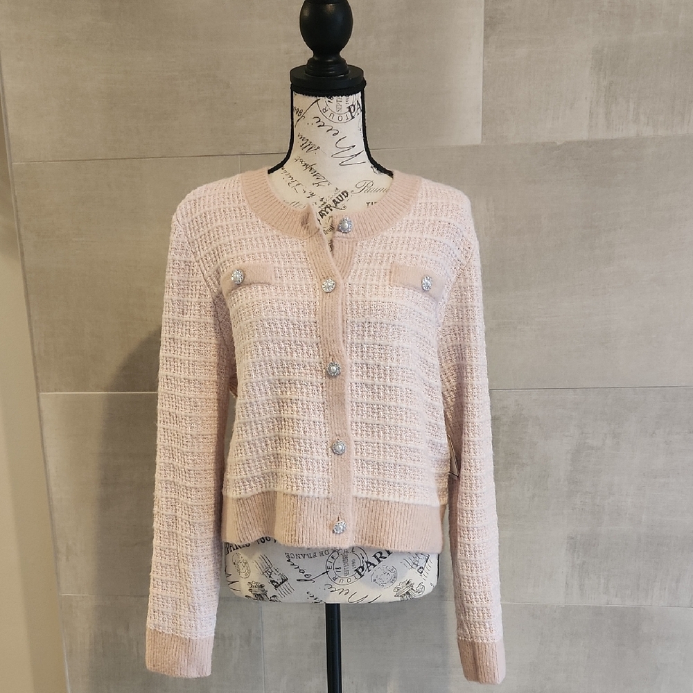 Laundry By Shelli Segal Blush Button-Up Cardigan